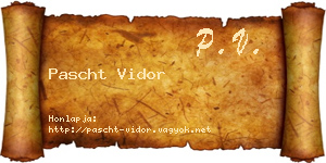 Pascht Vidor névjegykártya